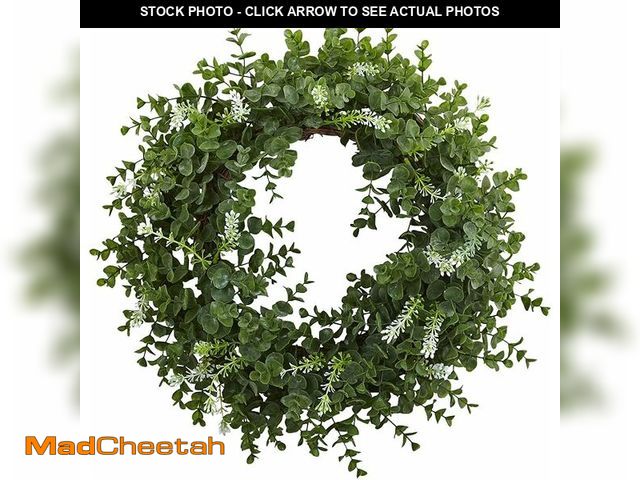 Lot 74-12682424 - Nearly Natural 18in. Artificial Eucalyptus Double Ring Wreath with Twig Base - UNUSED
