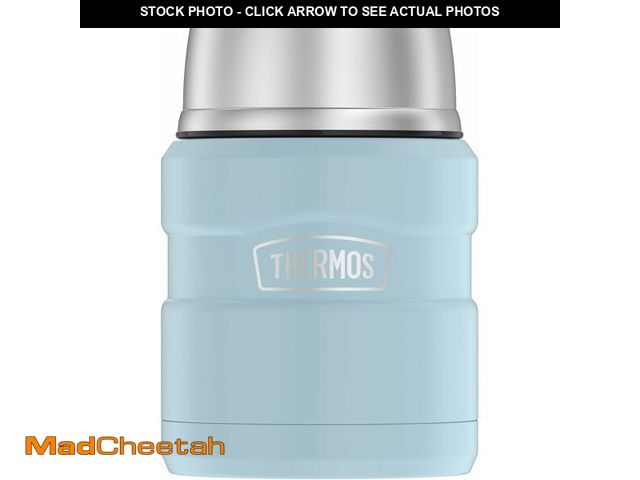 Lot 74-12608179 - THERMOS Stainless King Vacuum-Insulated Food Jar with Spoon, 16 Ounce, Matte Powder Blue - USED