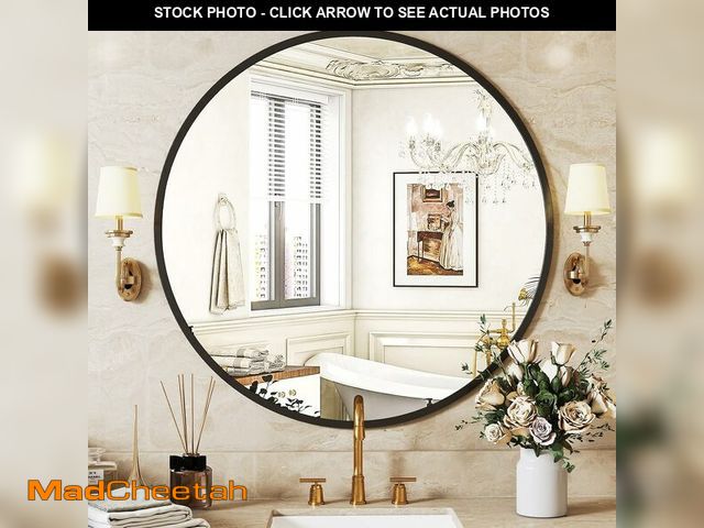 Lot 74-12665333 - Sweetcrispy Black Round Wall Mirror 24 Inch, Bathroom Mirrors for Over Sink, Circle Mirror for Bathr...