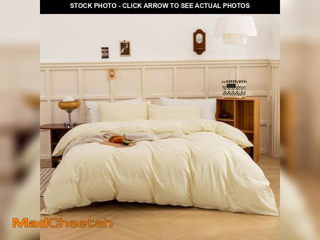 Lot 74-12305956 - ECOCOTT Duvet Cover Set, 100% Washed Cotton Linen-Like Textured Soft &amp; Breathable, Durable Comfy...