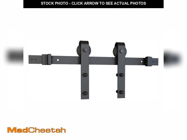 Lot 74-12827529 - American Pro Decor Black Solid Steel Sliding Rolling Barn Door Hardware 8 ft. Kit for Single Wood Do...