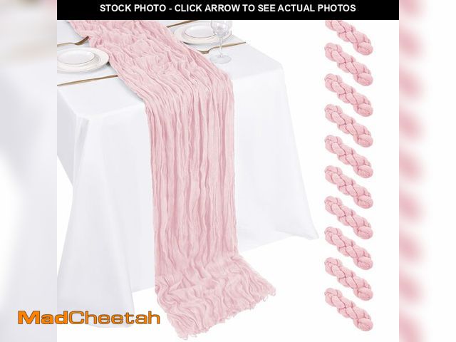 Lot 74-14204883 - 10 Pack Light Pink Cheesecloth Table Runner 17x108 Inch Boho Gauze Cheese Cloth Table Runners for We...