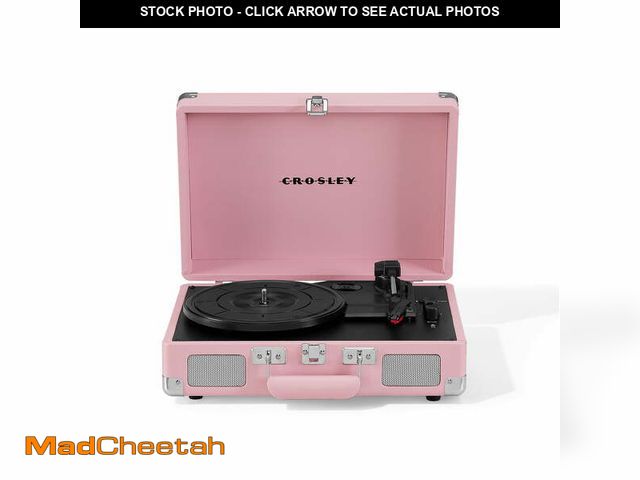 Lot 74-12859324 - Crosley Cruiser Premier Vinyl Record Player with Speakers and Bluetooth -Blush Pink - UNUSED