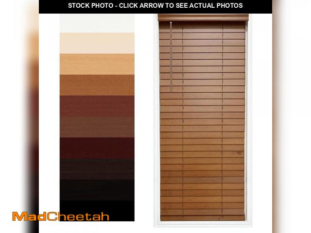 Lot 74-12401169 - TailorView Customizable Wood Horizontal Cordless Window Blinds - 2 Inch Slats - Bourbon (Medium Brow...