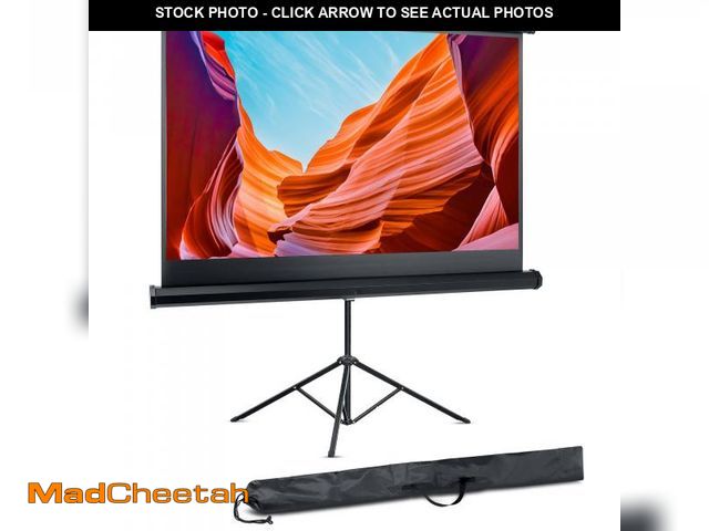 Lot 74-12541504 - Pyle Projector Screen with Stand - 100-Inch Floor Standing Portable Fold-Out Rollup Matte for Projec...