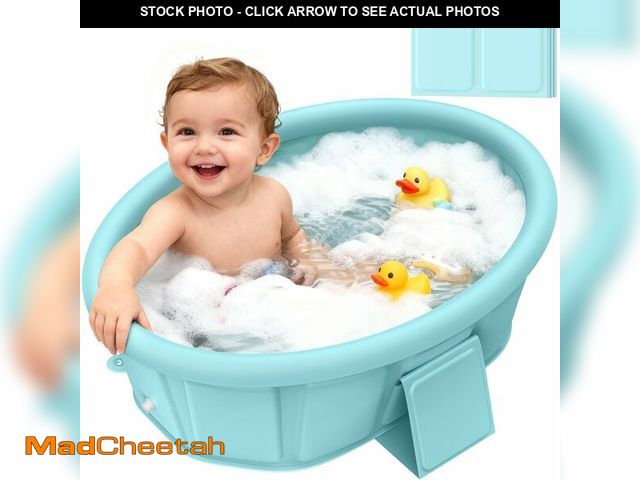 Lot 74-14473324 - Baby Bathtub with Inflatable Top Edge, Extra Stable Infant Bath Tub, Collapsible &amp; Portable for ...