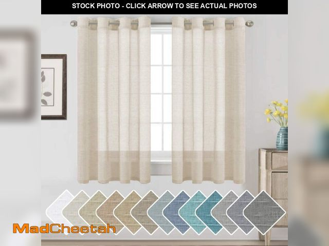 Lot 74-12436822 - H.VERSAILTEX Linen Curtains Nickel Grommet Natural Linen Semi-Sheer Curtains 2 Panels Privacy Added ...