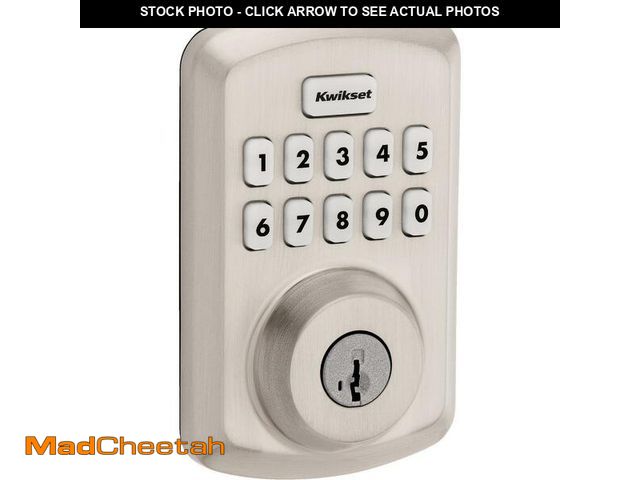 Lot 74-12555529 - Kwikset Power Keyless Entry Deadbolt Lock In Satin Nickel Finish With Electronic Keypad - UNUSED