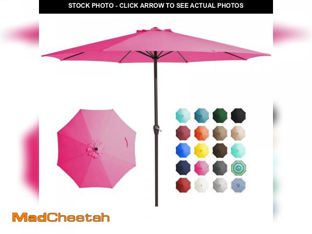 Lot 74-12159589 - JEAREY 12' Patio Umbrellas Outdoor Table Market Umbrella w/Crank, 8 Sturdy Ribs, UV Protection Water...