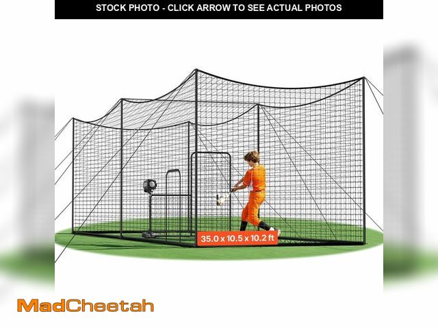 Lot 74-13561494 - VEVOR Baseball Batting Cage, 35.0 x 10.5 x 10.2 FT Carbon Steel Freestanding Portable Batting Cage, ...