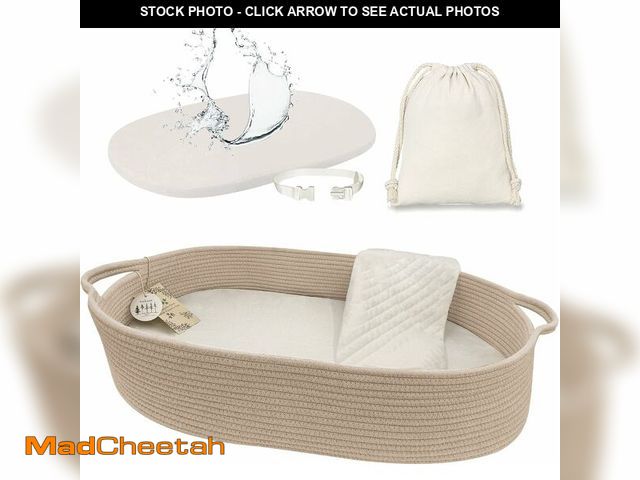 Lot 74-12329152 - meloom Baby Changing Basket with Pads and Safety Belt- 100% Cotton Boho Baby Moses Basket Changing T...