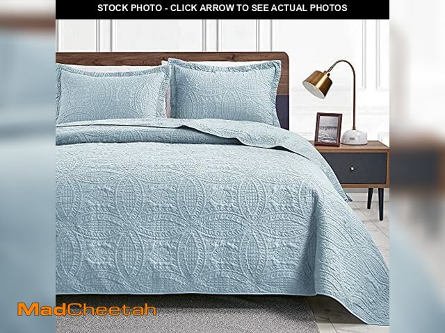 Lot 74-10950641 - Love's cabin King Size Quilt Set Spa-Blue Bedspreads - Soft Bed Summer Quilt Lightweight Microfiber ...