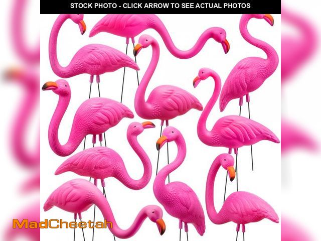 Lot 74-12308520 - JOYIN 10 Pack Small Yard Flamingos Ornament Stakes, Mini Pink Flamingo Yard Decorations, Mini Lawn P...