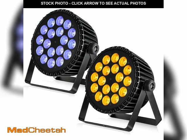 Lot 74-13563758 - Betopper LED Stage Lights,18 * 18W LED PAR Light,RGB+Lime Green+Amber+UV 6-in-1 High Power Par Can L...