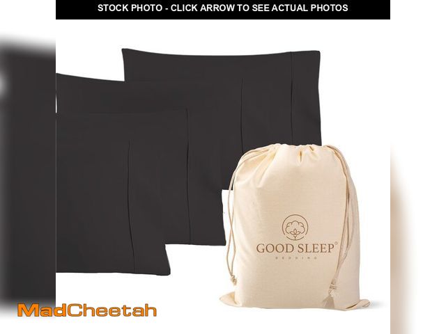 Lot 74-13711022 - 1000 TC Dark Gray King Pillowcases Set of 4 100% Egyptian Cotton Pillow Cases with Long Staple Cotto...