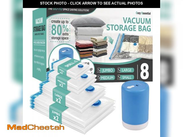 Lot 74-12443453 - Travel Vacuum Bags with Electric Pump, 8 Pack Vacuum Travel Bags for Luggage and Suitcase, Vacuum Se...