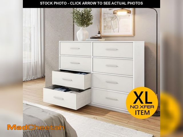 Lot 74-13769083 - Techni Home White 8 Drawer 44.5 in. Wide Dresser - UNUSED