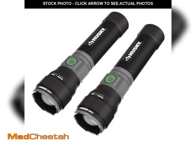 Lot 74-13773334 - Husky 1200 Lumens Rechargeable LED Tactical Compact Flashlight (2-Pack) - UNUSED