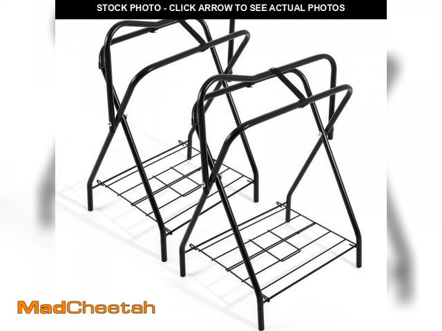 Lot 74-12150393 - Abbylike 2 Pcs Portable Saddle Rack Steel Foldable Freestanding Saddle Rack Stand Horse Trailer Orga...