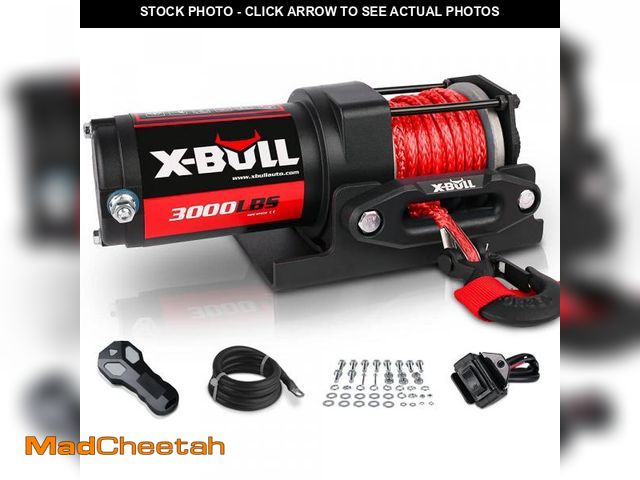 Lot 74-12123339 - X-BULL 12V 3000LBS Electric Winch Synthetic Rope Electric Winch for Towing ATV/UTV Off Road with Mou...