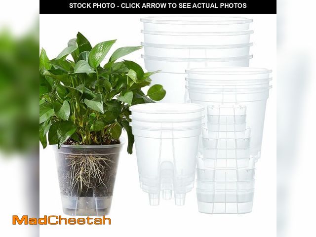 Lot 74-14204950 - 10Pcs Clear Self Watering Pots for Indoor Plants, Bare Root Planters with Deep Reservoir &amp; High ...