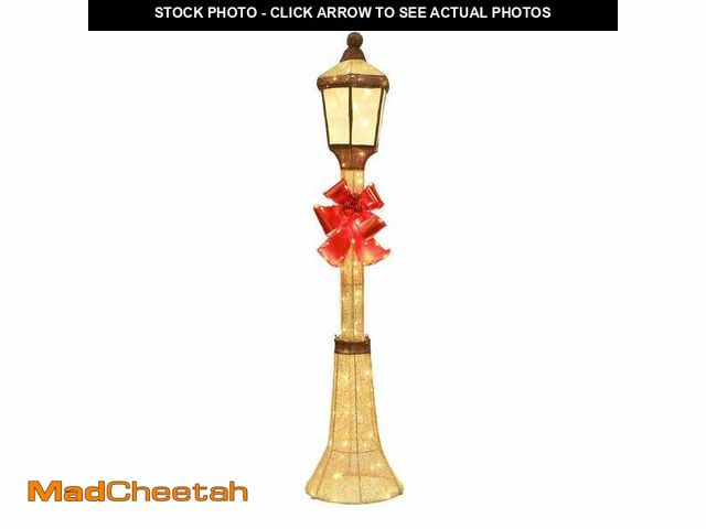 Lot 74-12682402 - Starfree 60 in. Outdoor Christmas Decoration Lamp Post with Warm White LEDs and Pre-Lit Red Bow - UN...