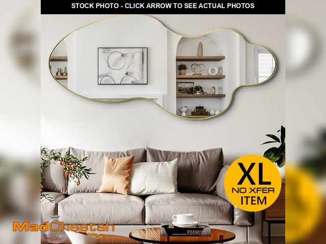 Lot 74-12689992 - womilous Irregular Mirror for Wall, Gold Asymmetrical Mirrors Full Length, 60"x30" Large Abstract Mi...