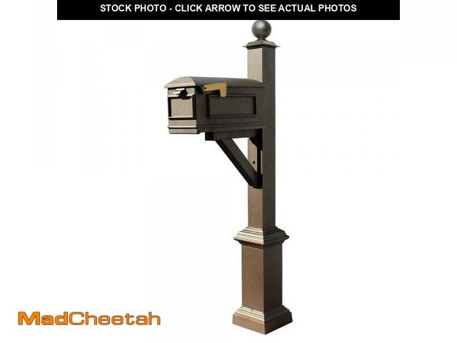 Lot 74-12488793 - Qualarc WPD-SB1-S4-LMC-BZ Westhaven Cast Aluminum Post Mount System with Lewiston Mailbox, Square Ba...