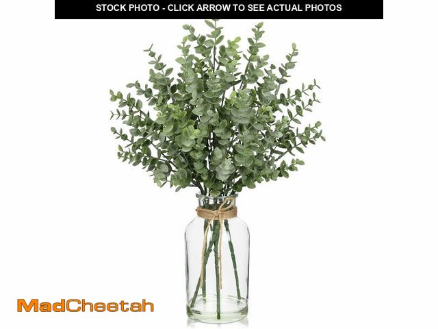 Lot 74-12711735 - Fake Real-Touch Eucalyptus in Glass Vase with Faux Water Ã¢â¬â Realistic Faux Greenery Decor, 18"...