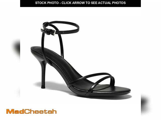 Lot 74-13567856 - Coutgo Womens Strappy High Heels Open Almond Toe Dress Shoes Ankle Strap Summer Heeled Sandals, Blac...
