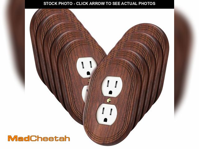 Lot 74-14051752 - Pinkunn 10 Pack Walnut Wood Light Switch Cover Plate Boho Brown Wooden Outlet Covers Decorative Vint...