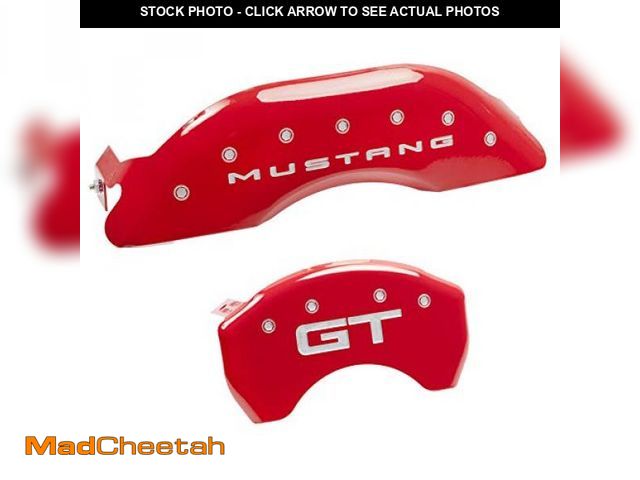 Lot 74-3698974 - (MISSING REAR BRACKET HARDWARE ) MGP Caliper Covers 10200S2MGRD For Mustang Rear GT Caliper Cover, (...