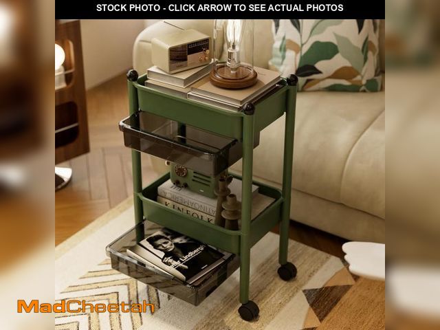 Lot 74-12110217 - 2 Tier Rolling Utility Cart with Drawers Multifunctional Storage Organizer with Wheels &amp; Plastic...