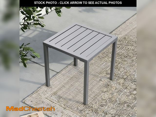 Lot 74-14292034 - Pellebant Square Aluminum Outdoor Side Table in Light Gray - UNUSED