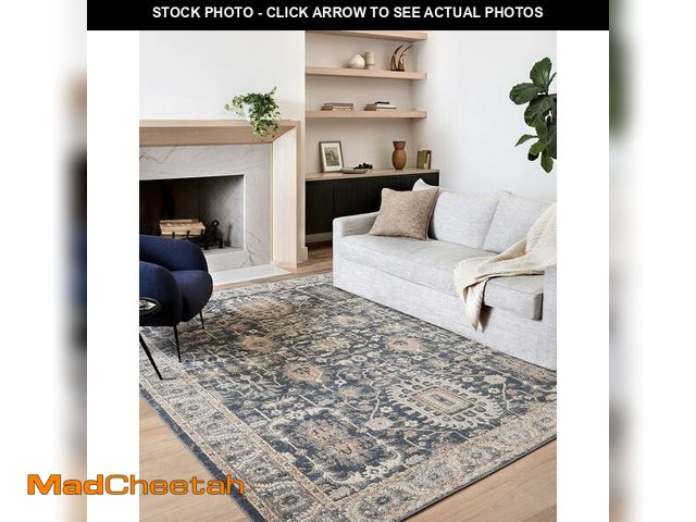 Lot 74-12760306 - Loloi Teagan Collection TEA-03 Denim/Pebble 5'-3" x 7'-6" Area Rug, Large, Soft Neutral Rug, High-Tr...