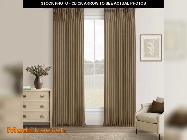 Lot 74-14208097 - Dutch Cocoa Pinch Pleated Linen Curtains 92 Inches Long 2 Panels for Living Room Boho Memory Trainin...
