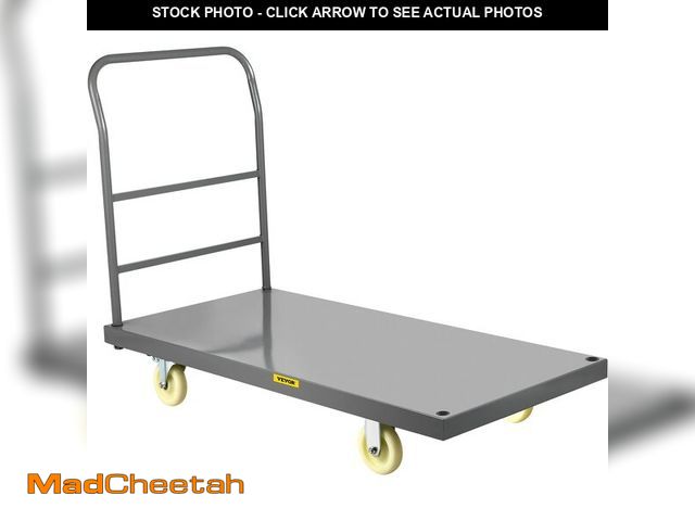 Lot 74-12571772 - VEVOR Platform Truck, 2000 lbs Capacity Steel Flatbed Cart, 47" Length x 24" Width x 32" Height Flat...