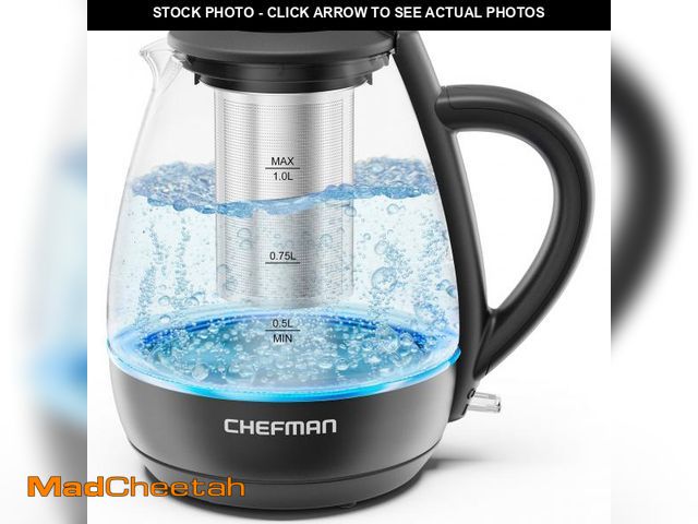 Lot 74-12112823 - Chefman Electric Kettle with Tea Infuser, 1L 1500W, Removable Lid for Easy Cleaning, Boil-Dry Protec...