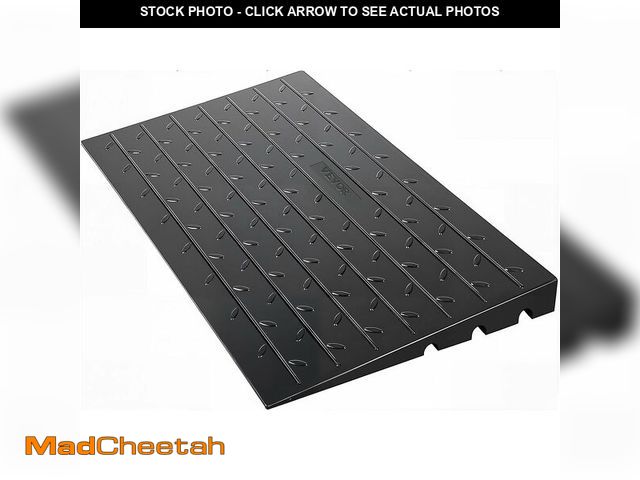 Lot 74-13794352 - VEVOR 2.5" Rise Rubber Threshold Ramp, 3 Channels Cord Cover Door Ramp, No-Slip Surface, 2200 Lbs Lo...