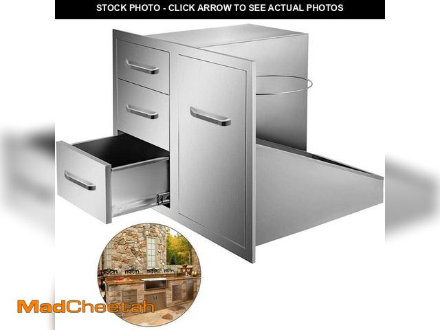 Lot 74-12639053 - VEVOR Outdoor Kitchen Door Drawer Combo 29.5 in. W x 22.6 in. H x 21.7 in. D Access Drawers with Adj...