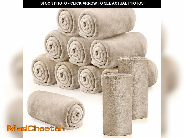Lot 74-13564371 - Tinideya 12 Pcs Flannel Fleece Throw Blanket Bulk 50 x 60 Inch Soft Fleece Blanket Warm Throw Blanke...