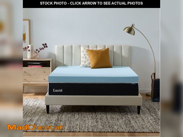 Lot 74-13733849 - Lucid 4 Inch Memory Foam Mattress Topper, King Size - Cooling Gel Bed Topper - Preassure-Relieving U...