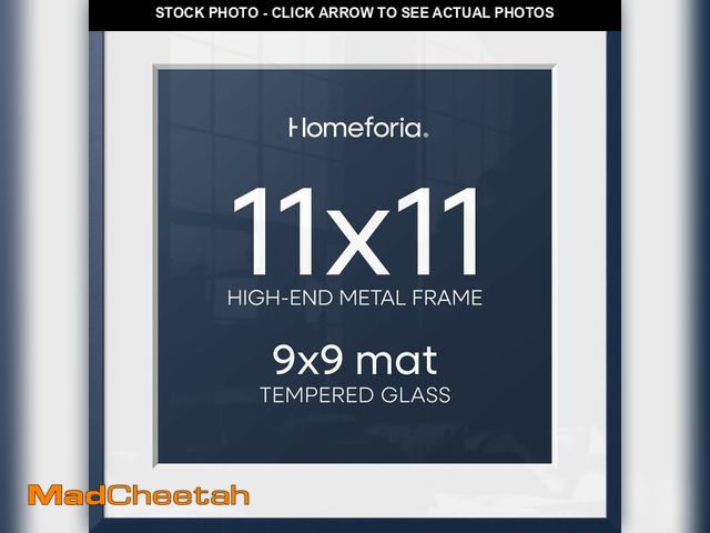 Lot 74-14297979 - Homeforia 11x11 Navy Blue Picture Frame, High End Metal 11 by 11 Square Frames with Mat 9 x 9 Photo,...