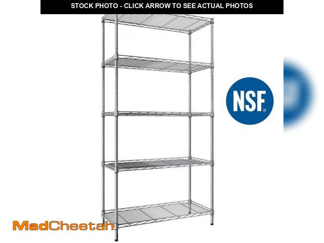 Lot 74-12158264 - Ktaxon 5-Tier Wire Shelving Unit, Steel Storage Rack for Garage Office Kitchen Silver, 30" W x 14" D...