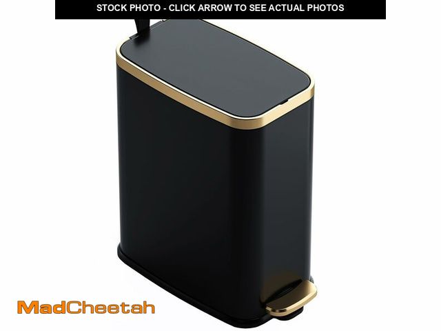 Lot 74-13713262 - CEROELDA Small Bathroom Trash Can with Lid Soft Close-5L/1.3 Gal Slim Garbage Can-Metal Step Wasteba...