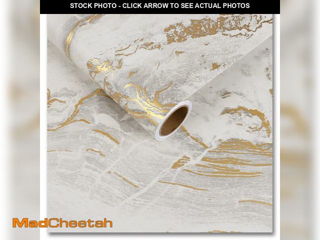 Lot 74-13959346 - CRE8TIVE 24"x118" Wide Beige Gold Marble Contact Paper Matte Marble Wallpaper Peel and Stick Counter...