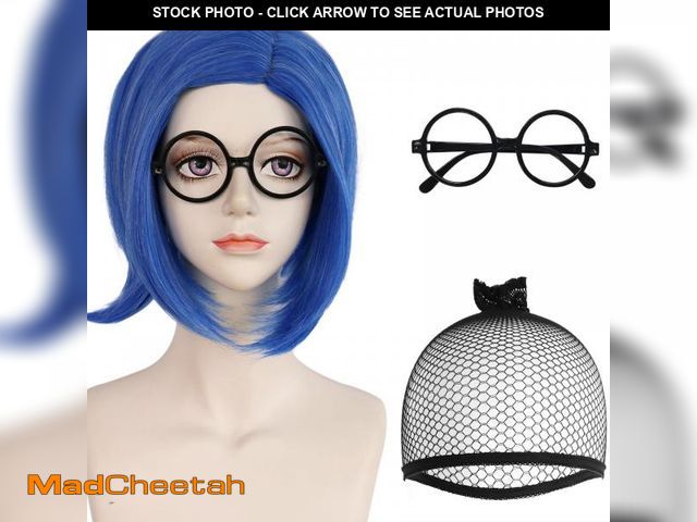 Lot 74-11547224 - BESTBEL+Glasses+Hair Cap Short Blue Wig for Women Short Bob Wig Blue Anime Wig for Halloween Cosplay...