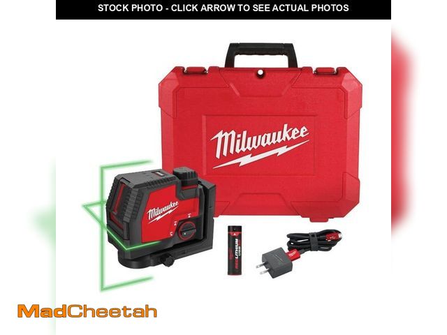 Lot 74-13133813 - Milwaukee 100 ft. REDLITHIUM Lithium-Ion USB Green Rechargeable Cross Line Laser Level with Charger ...