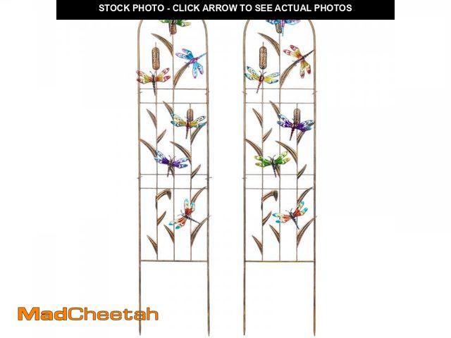 Lot 74-12052432 - SUNNYPARK Set of 2 Dragonfly Metal Garden Trellis for Climbing Plants, Decorative Vegetables Flowers...