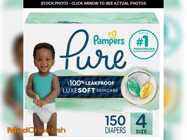 Lot 74-13800601 - Pure Baby Diapers, Size 4 (22-37 lbs), 150, Up to 100% Leakproof, Premium Hypoallergenic Soft Diaper...